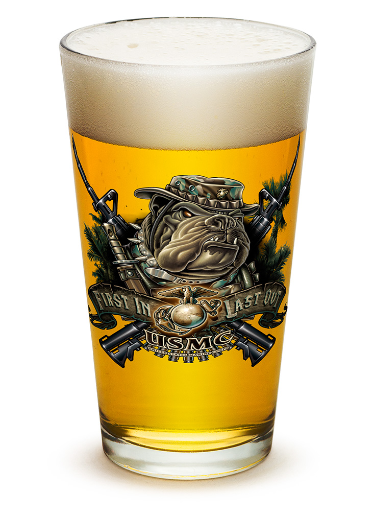 GLASSWARE-PINT-Devil Dog First in Last Out 16oz